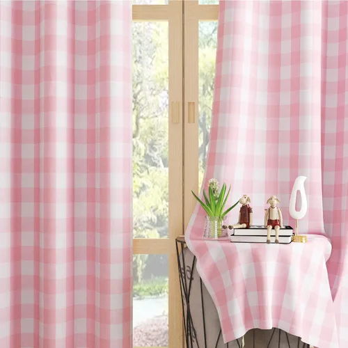 Miniatura 12 de UPOPO Cortinas de ventana Buffalo Check 122 cm de largo, cortinas de algodón para sala de estar, paneles de cortina a cuadros para dormitorio