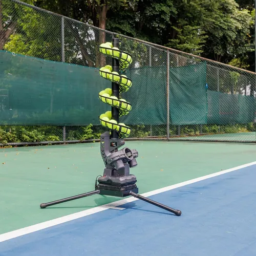 Miniatura 6 de Furlihong 3807BH Máquina de pelotas de tenis con base triangular, velocidades ajustables, oscilación izquierda y derecha, lanzamiento con balanceo