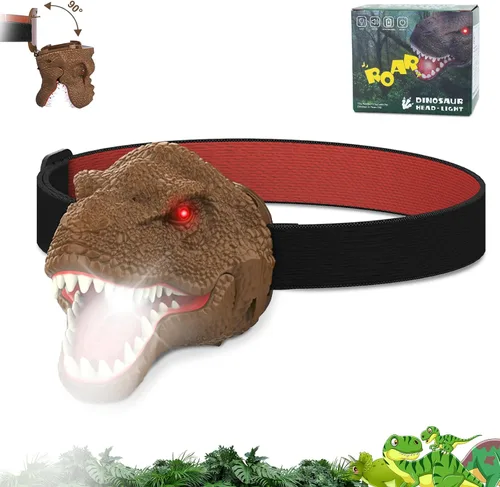 Miniatura 10 de Nitigo Linterna Frontal de Dinosaurio para Niños Linterna Paquete de 2, Linternas Frontales LED Recargables Modo Rugido y Silencioso, Juguetes