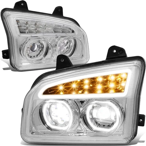 Miniatura 16 de DNA MOTORING HL-HAY-037-BK Par de Faros con LED DRL Secuencial de Señal de Giro con Reflector Compatible con Kenworth T680 13-21, Cromo/Negro