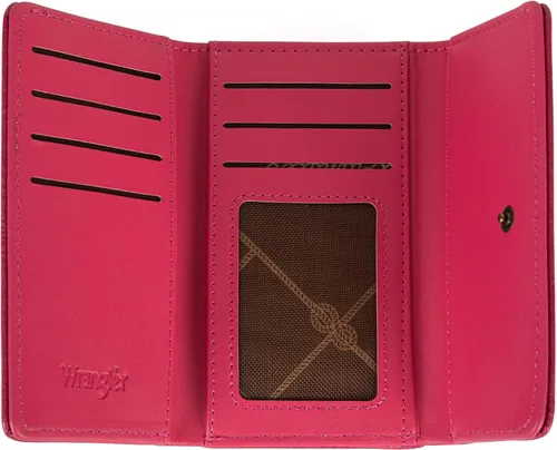 Miniatura 3 de Wrangler Billeteras de triple pliegue para mujer, tarjetero pequeño, Retro rosa intenso, Minimalista