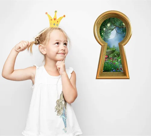 Miniatura 2 de Calcomanía de pared 3D para ventana de 18 pulgadas, diseño de farol encantado, bosque, país de las maravillas, decoración de habitación de niños