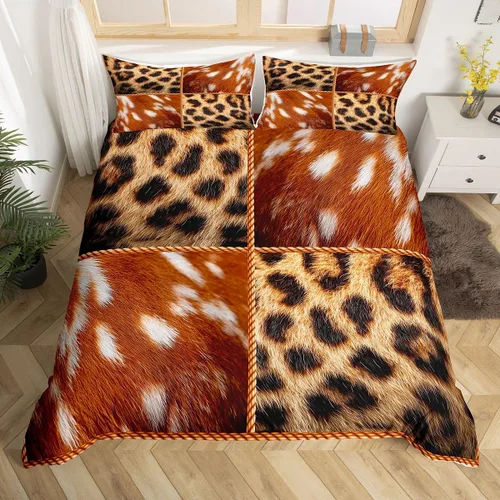 Miniatura 23 de Juego de funda de edredón de oso para niños, juego de ropa de cama de animales salvajes para niños, naturaleza, vida silvestre, oso, pájaro, juego