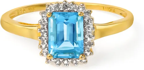 Miniatura 5 de YoTreasure Anillo de compromiso de oro amarillo sólido de 10 quilates con topacio azul Londres de 1.34