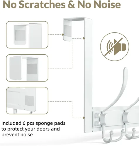 Miniatura 9 de Ganchos Resistentes para Puerta a Prueba de Óxido - Toallero de 25 lb para Puerta, Gancho de Toalla para Puerta, Colgador de Puerta para Baño