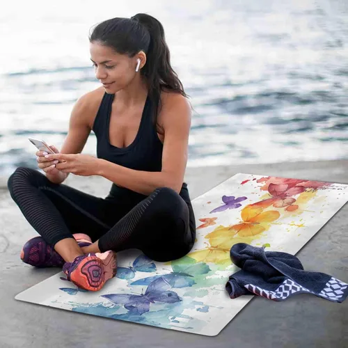 Miniatura 6 de Dragonfly Painting Yoga Mat Non-Slip Fitness Mat for Pilates, Workout & Home Gym, 71x26 Inch Yoga Mats for Enhanced Yoga Practice