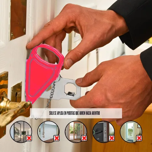 Miniatura 4 de Cerradura de puerta portátil para viajes, dispositivo de seguridad de autodefensa para puerta para hogar, apartamento, hotel, motel, dormitorio