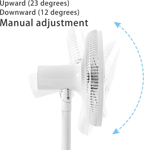 Miniatura 5 de Ventilador de suelo oscilante de 4 velocidades de 7 aspas, 14.5 pulgadas, altura ajustable, ventilador de pie para el hogar, motor de CC