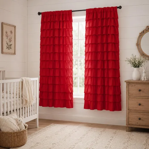Miniatura 16 de Black Ruffle Curtains 2 Panels, 12-Layer Ruffled Window Panels, Light Filtering Shabby Chic Farmhouse Drapes for Bedroom Dorm Bathroom, Rod Pocket