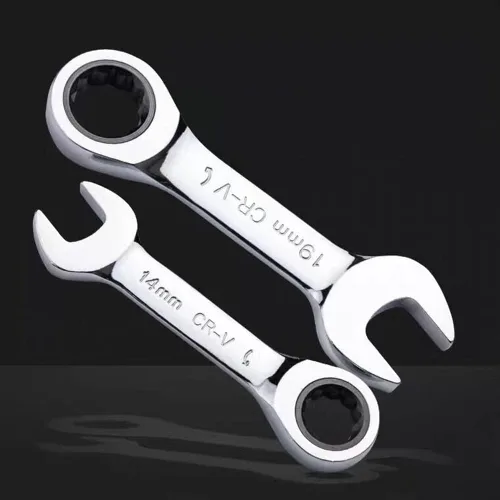 Miniatura 3 de FLZOSPER - Llave de caja de extremo estriado métrica de 11 mm Stubby, llave combinada de trinquete de 72 dientes
