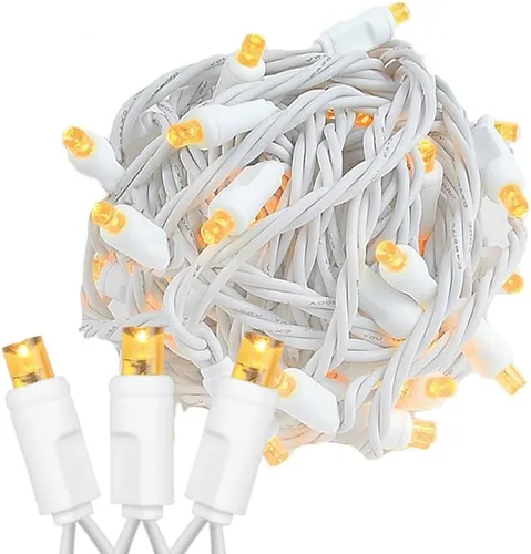 Miniatura 15 de Novelty Lights Guirnalda de luces de Navidad de 25 pies, 50 bombillas LED rosas en cable blanco, espacio de 6 pulgadas, iluminación conectable