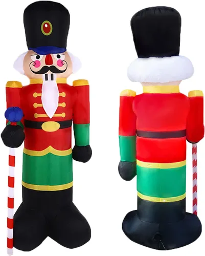 Miniatura 6 de Paquete de 2 soldados cascanueces de 8 pies para decoración de porche inflable de Navidad para decoración al aire libre, patio, jardín, césped