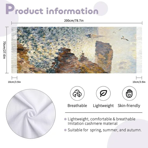 Miniatura 2 de Cap Negre Watercolor Scarfs for Man Women Winter Scarf Long Shawl Wraps Fashion Classic Tassel Scarfs Soft Blanket Scarves