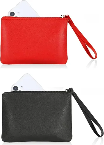 Miniatura 12 de Paquete de 2 pequeñas bolsas de maquillaje con cremallera para bolso, lápiz labial, organizador de maquillaje de viaje para mujeres, productos Negro