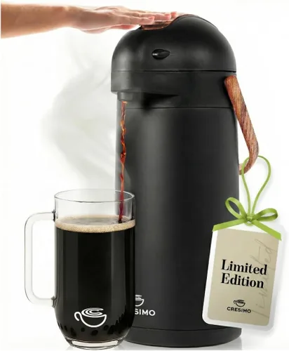Miniatura 12 de Dispensador de café Airpot con bomba y bandeja - Jarra de café de 102 oz/3L con bomba - Dispensador de bebidas calientes de 12 horas para fiestas