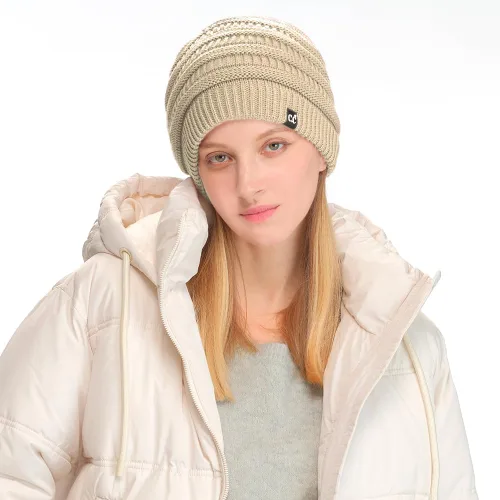 Miniatura 28 de C.C Winter Oversized Beanie Hat with Fuzzy Lining – Thick Knit Thermal Beanie for Cold Weather, Soft Warm Fleece Lined Cap