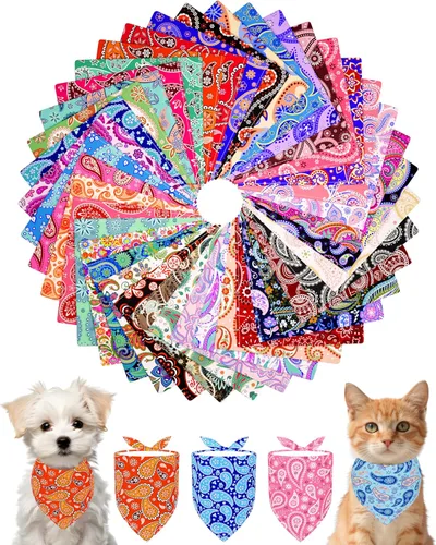 Miniatura 18 de PET SHOW 50 Pack Bandanas Navideñas para Perros Grandes XL Lavables Feliz Año Nuevo Bandanas en Triángulo a Granel Baberos para Perros Medianos