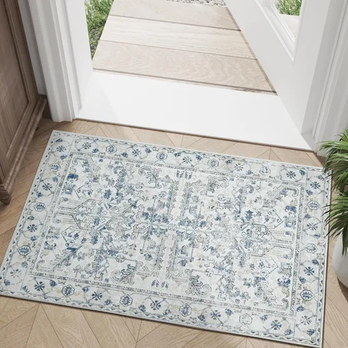 Miniatura 126 de jinchan Lima - Alfombra de pasillo lavable de 2 x 6 pies, antideslizante, de pelo corto, suave, ultrafina, alfombra envejecida para casa de campo