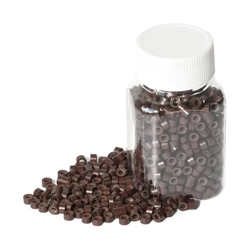 Miniatura 14 de 1000 extensiones de cabello con forro de silicona de 0.197 pulgadas, microenlaces, cuentas de silicona forradas para extensiones de cabello humano