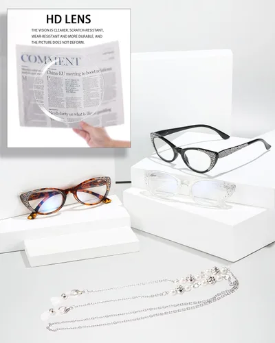 Miniatura 8 de EYEURL Gafas de lectura de ojo de gato para mujer, bloqueo de luz azul, paquete de 3 lectores de computadora de 1.75 pulgadas con bisagra