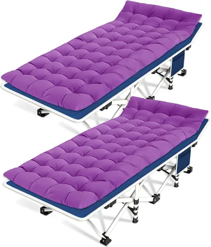 Miniatura 11 de Catre de camping con colchón, cómodo y resistente, soporta hasta 450 libras, catres para dormir, cama de campamento, catre plegable con bolsa
