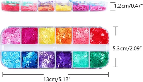 Miniatura 4 de Accesorios de relleno de resina, letras inglesas, lentejuelas con purpurina, rellenos de moldes epoxi para arte de uñas y fabricación de joyas