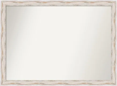 Miniatura 104 de Amanti Art Espejo de baño blanco para sobre el fregadero, 30 x 35 pulgadas, espejo de tocador rectangular estrecho de Eva de oro blanco, marco