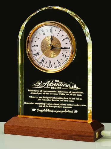 Miniatura 13 de Best Boss Ever Regalos para hombres y mujeres — Reloj de escritorio de cristal con base de luz de madera Apreciación del jefe y despedida