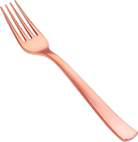 Miniatura 11 de YOUBET 50 tenedores de plástico dorado – Tenedores de plástico resistentes – cubiertos desechables dorados sólidos y duraderos para fiestas, picnic