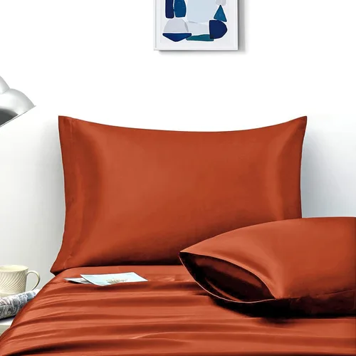 Miniatura 23 de Ersmak Juego de 2 fundas de almohada de satén estándar, ultra suaves y sedosas para cabello y piel, resistentes a las arrugas a la decoloración