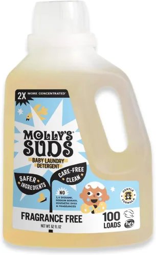 Detergente líquido Molly's Suds para ropa de bebé | Elimina leche de fórmula, caca y manchas de escupir | Extra suave para bebés, niños pequeños