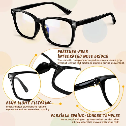 Miniatura 7 de Gafas de luz azul para niños, niñas, niños, adolescentes, antirreflejos, con bloqueo de luz azul, gafas de juegos para pantalla de computadora