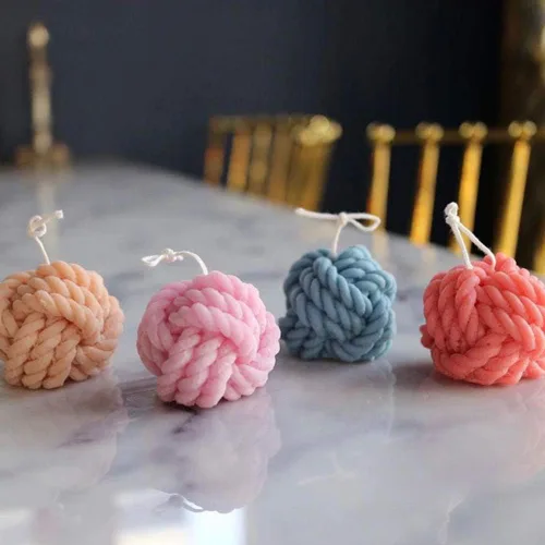 Miniatura 5 de Molde de silicona para vela en forma de bola de lana TOPYS - Molde 3D de cera de soja para jabón hecho a mano, diseño de bola de hilo, adornos
