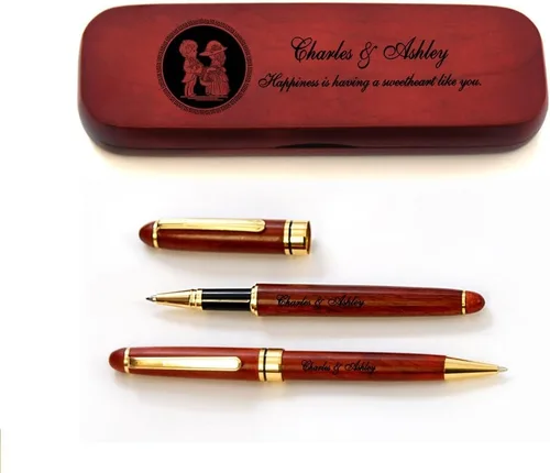 Miniatura 9 de Estuche de madera de arce personalizado y dos bolígrafos para el día de San Valentín