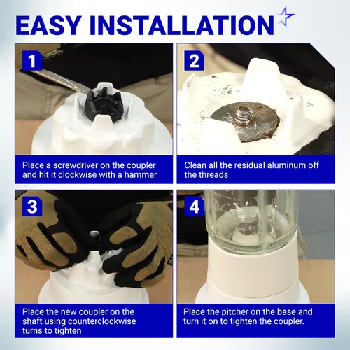 Miniatura 5 de BlueStars - Acoplador de accionamiento de licuadora ultra duradero 9704230 con kit de llave inglesa, piezas de repuesto fácil de instalar, ajuste