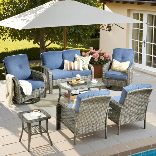 Miniatura 45 de ovios Juego de 2 piezas de muebles para patio, sillas de mimbre para exteriores de 2, sillas de ratán de respaldo alto para todo tipo de clima de 2