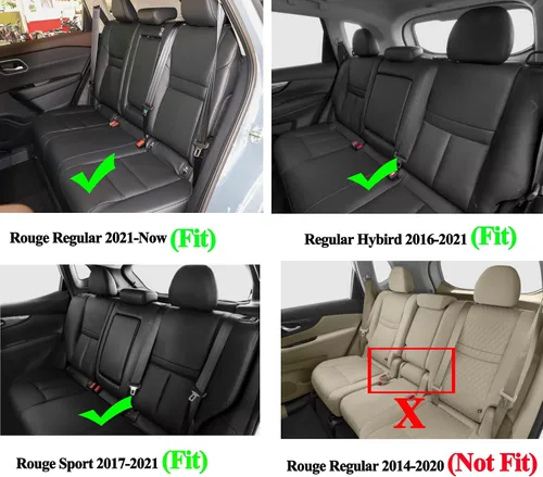 Miniatura 7 de Rogue x-trail - Fundas de asiento de coche compatibles con Nissan Rouge Regular 5 plazas 2014-2022 (negro)