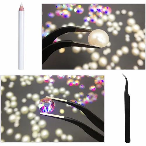 Miniatura 4 de Diamantes de imitación con parte trasera plana, medias perlas, cuentas para manualidades y piedras gemas, diamantes de imitación de tamaño mixto