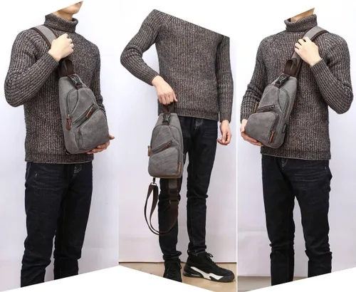 Miniatura 6 de Bolsa bandolera de lona, mochila cruzada, mochila de hombro casual para hombres y mujeres, actividades al aire libre, ciclismo, senderismo, viajes