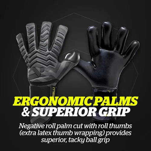Miniatura 3 de Guantes de portero Storelli Electric, protección de mano de alto impacto con 5 espinas de dedo extraíbles y correa de muñeca Negro Cargo