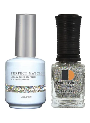 LECHAT Perfect Match Esmalte de gel + laca de uñas a juego, diamante de halogramo, 0.500 onzas