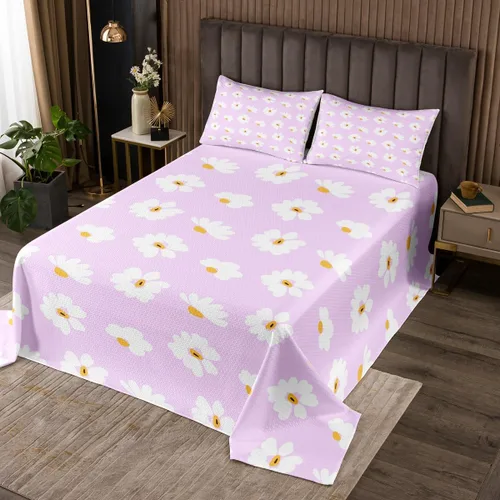 Miniatura 21 de Castle Fairy Daisy Florals Bedspread Twin Size,Cartoon Wildflowers Coverlet Set for Kids Girls Teens Adults Bedroom Decor,Retro Country