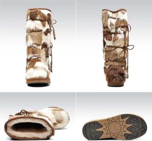Miniatura 3 de AU&MU Aumu Womens Comfort Suede Fur Shearling Stylish Knee High Winter Snow Boots Women Sheepskin