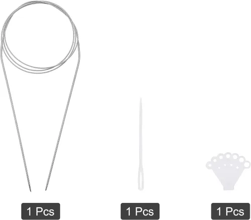 Miniatura 3 de uxcell Kit de agujas de tejer circulares, 39.37 pulgadas de largo, 0.063 in de diámetro, aguja de suéter redonda de acero inoxidable para proyectos