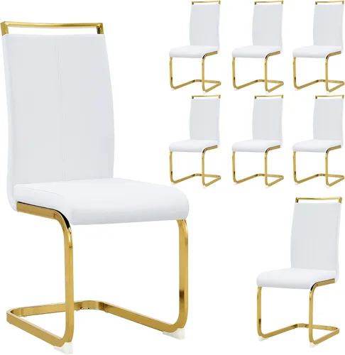 Miniatura 12 de Juego de 2 sillas de comedor modernas con esponja de alta densidad tapizada y patas de metal, sillas para comedor, sillas de comedor de piel