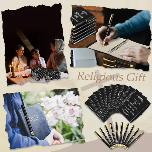 Miniatura 6 de Kosiz Juego de 60 unidades/30 regalos cristianos a granel incluye cuaderno en espiral y bolígrafo con versículo bíblico, bolígrafo de oración