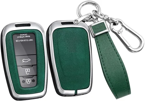 Miniatura 12 de ontto Funda para llave de coche con llavero de cuero y metal compatible con Toyota Camry CH-R CHR Prius RAV4 86 Corolla Yaris Land Cruiser llavero