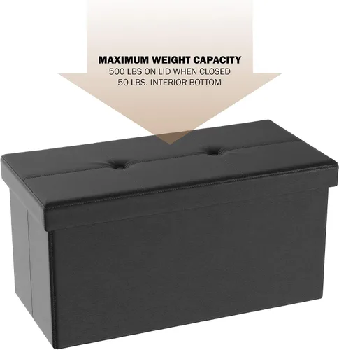 Miniatura 4 de Lavish Home - Banco otomano con almacenamiento, grande, plegable, punzoneado, piel sintética, cubo extraíble, mueble para el hogar, dormitorio, sala