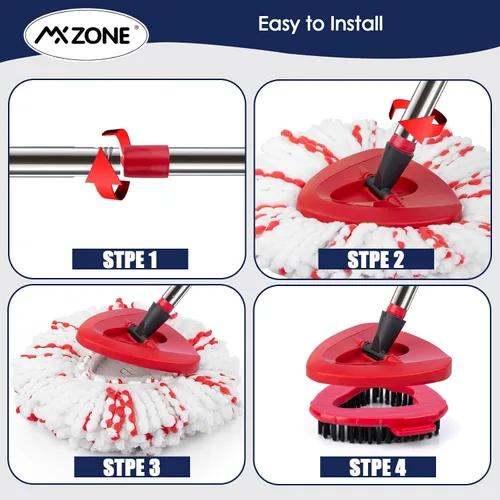 Miniatura 9 de Mango de base de repuesto para cabezal de trapeador giratorio compatible con el sistema O Cedar EasyWring de 1 tanque, paquete de 3 unidades con un