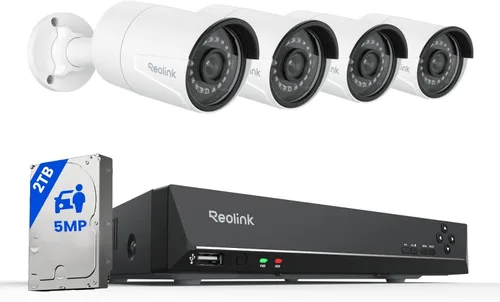 REOLINK Sistema de cámara de seguridad de 8CH 5MP, 4 cámaras PoE con cable para seguridad del hogar al aire libre, detección inteligente de Blanco